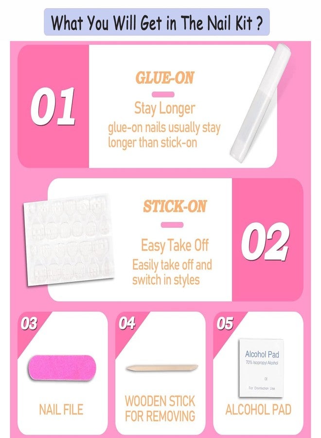ASONRL 24 PCS Press on Nails French Tip with Rhinesstones, Short Square Gel Nail Fake Nails, Glue On Nails Kit, Reusable False Nails with Mini Nail File for Women - White Square Rhinestones - Image 4